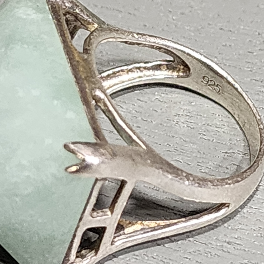 Statement Sterling Silver Chunky Ring Light Green… - image 8